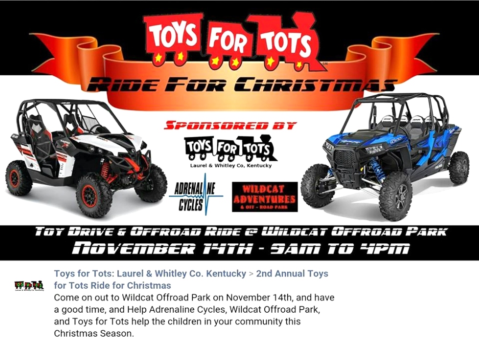 Toys for Tots. November 14 WildCat Off-Road Park 
